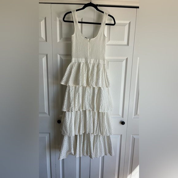 RHODE | Naomi Eyelet White Tiered Midi Summer Dress - Picture 4 of 10